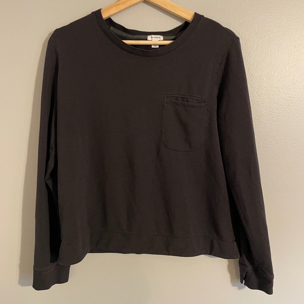 Cuyana Tulip Back Sweatshirt Womens Small Black Minimalist Pima Cotton Capsule